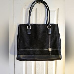 Diane Von Furstenberg Black Canvas and Leather Tote Bag